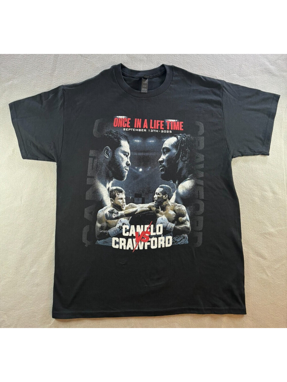 Canelo Alvarez vs Terence Crawford Boxing Fight T-Shirt Black Men's L 2025